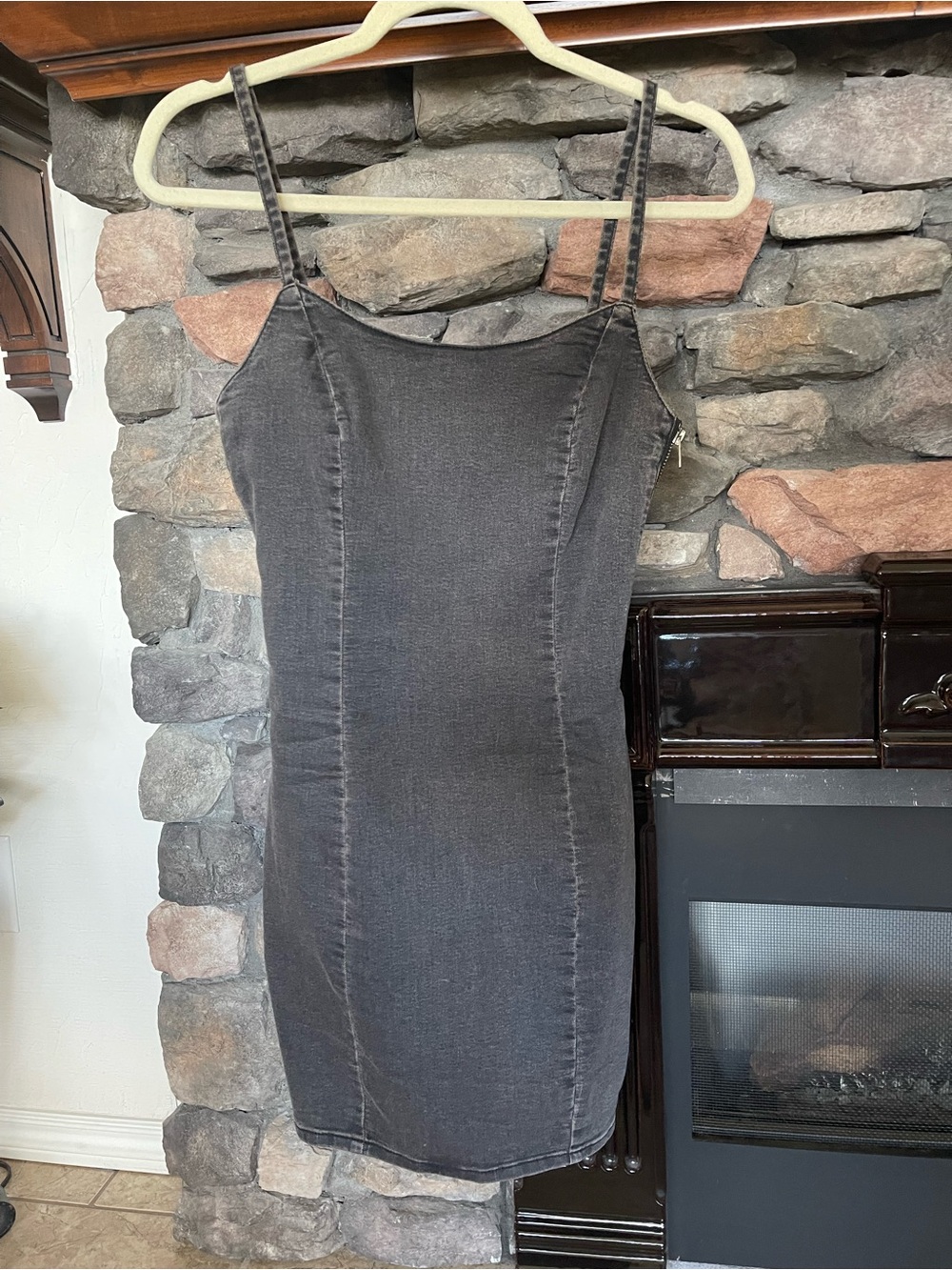 H&M Charcoal Denim Dress - Spaghetti Strap Bodycon
